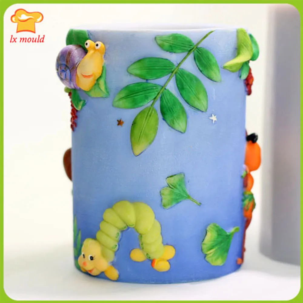 

LXYY Insect Cylindrical Candle Silicone Molds Baby Birthday Candle Mould Cartoon Snail Ant Caterpillar Ladybug