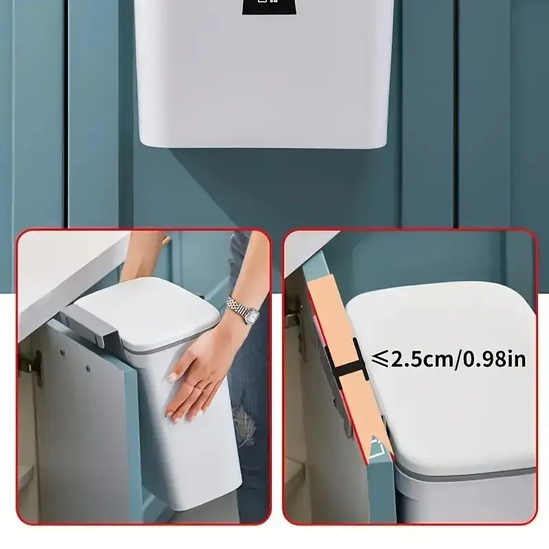 9L/7L Wall Mounted Trash Can, High Quality PP Material, Suitable For Kitchen, Bathroom And Living Room, White/Grey