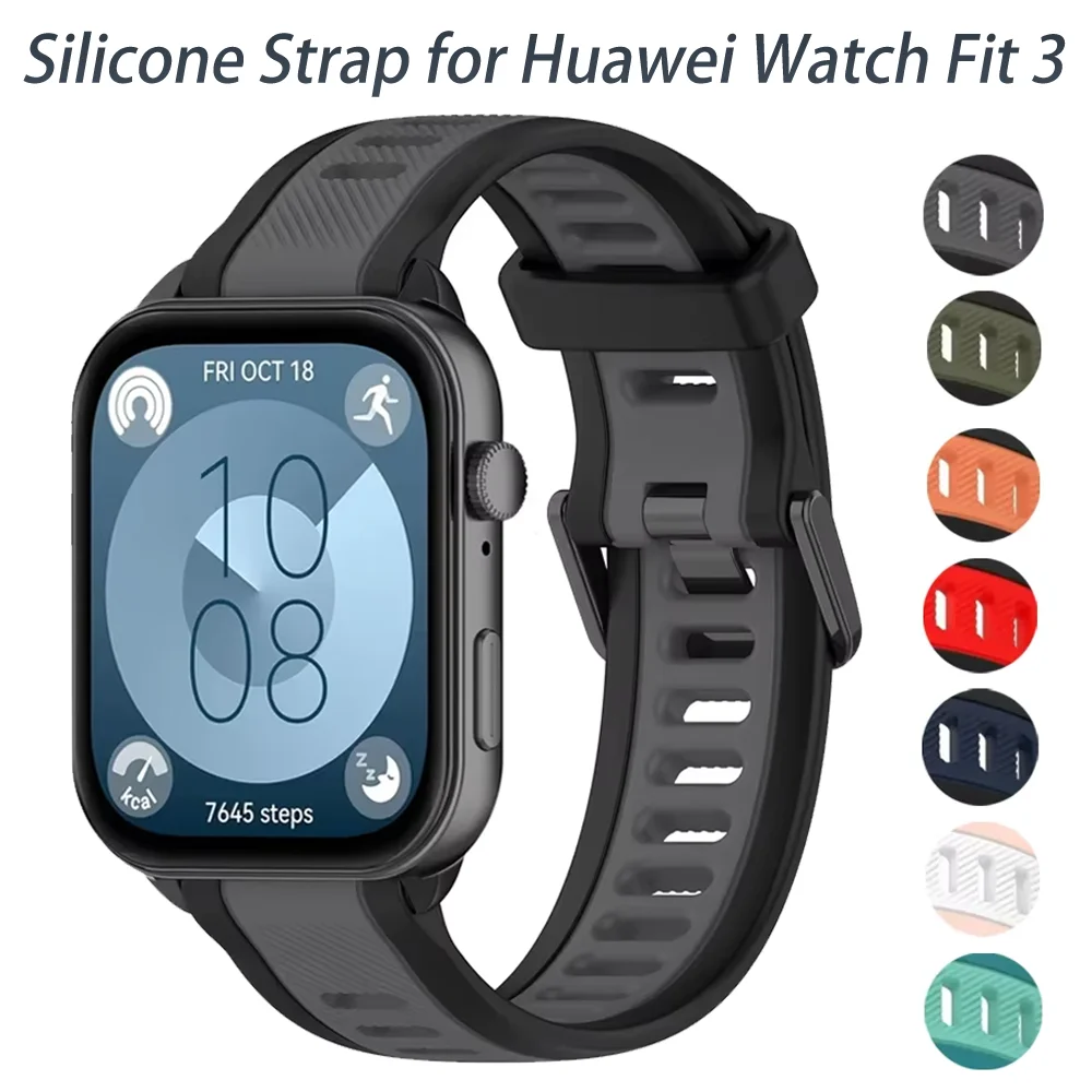 

Sport Silicone Strap for Huawei Watch Fit 3 Two-color Original Bracelet Wristband Belt for Huawei Watch Fit 3 Strap Accessories