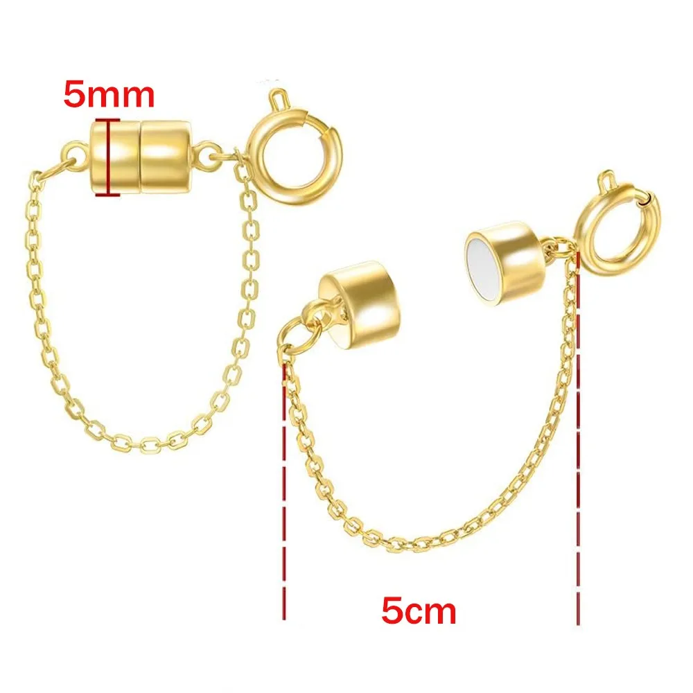 5Pcs Magnetic Bracelet Clasps and Closures with Safety Chain Never Fall Bracelet Extender Converter Magnetic Clasps for Women