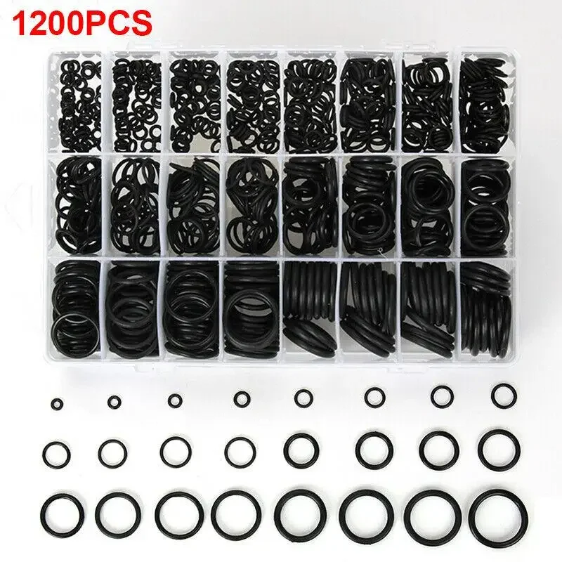 1200Pcs O-ring Rubber Gaskets Seal Ring Set Nitrile Rubber High Pressure O-Rings NBR Sealing Elastic Band O Rubber Rings Set