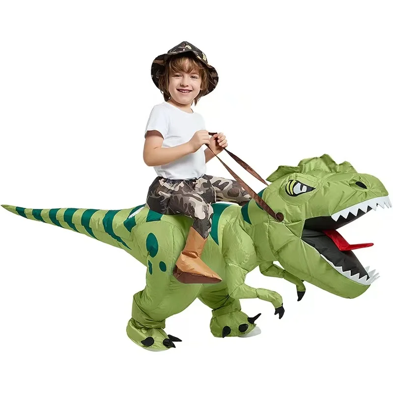 Green Inflatable Costume Dinosaur for Kids Adults Halloween Cosplay Carnival Festival Outfit Party Dress Up Costume T-rex Mascot