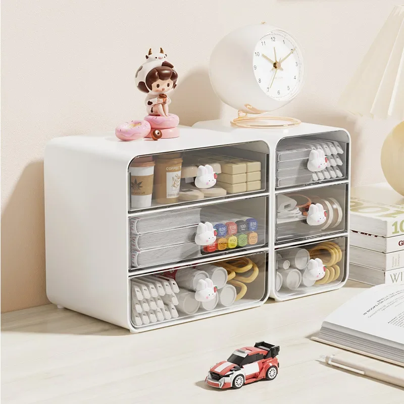 Desktop Storage Box Student Ins Stationery Handbook Artifact Box Cosmetics Cabinet Dormitory Desk Drawer-type Storage Rack