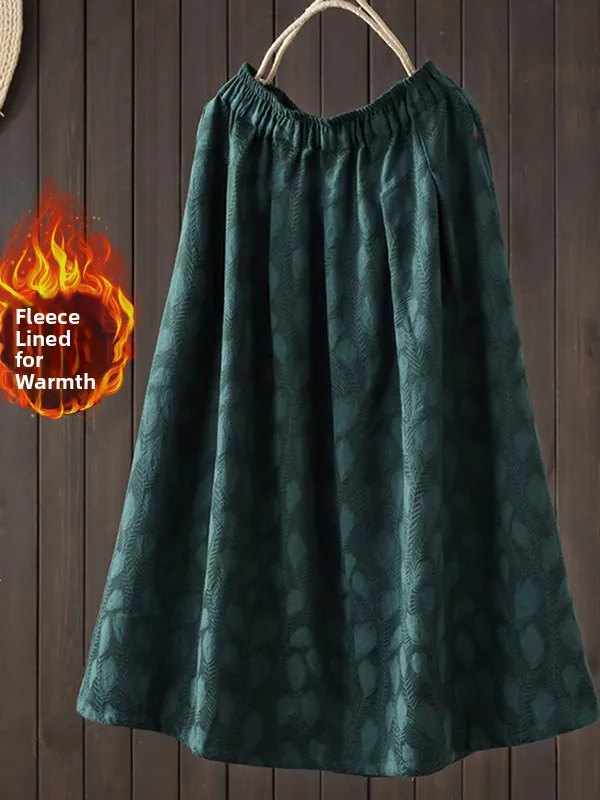 

Зима 2029, новая винтажная художественная хлопково-льняная юбка трапециевидной формы Thiened Fce, утягивающая универсальная юбка средней длины с цветочной вышивкой...