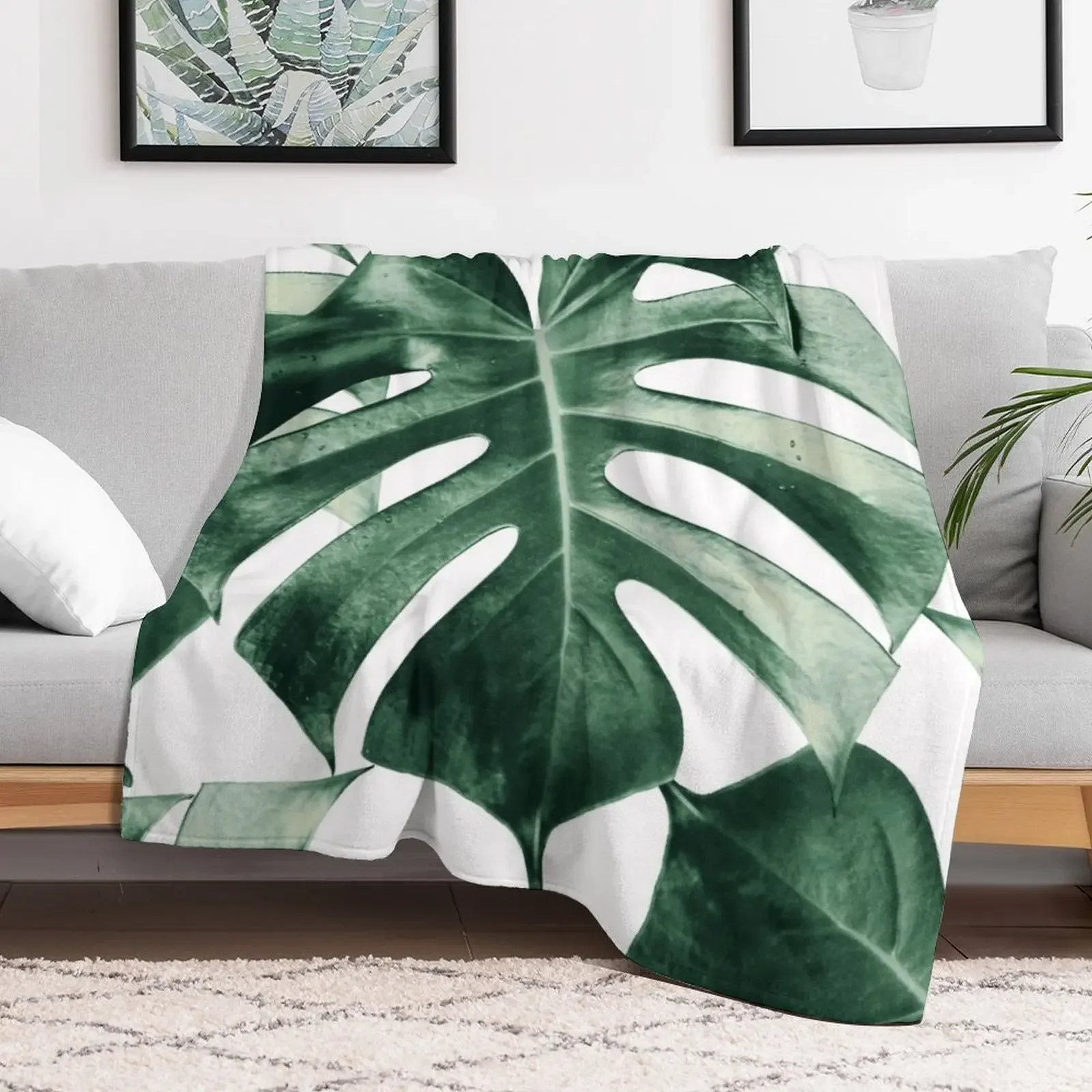 Tropical Monstera Leaves Dream #2 #tropical #decor #art Throw Blanket funny gift Blankets