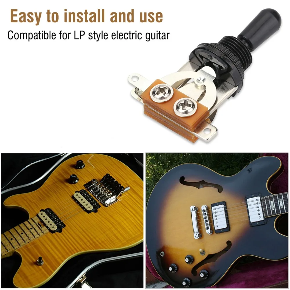Black Tip​ ​3-Way Pickup Selector​ ​Metal Body​ Electric Guitar Pickup Switching​ ​LP Style Switch​ ​Short Straight