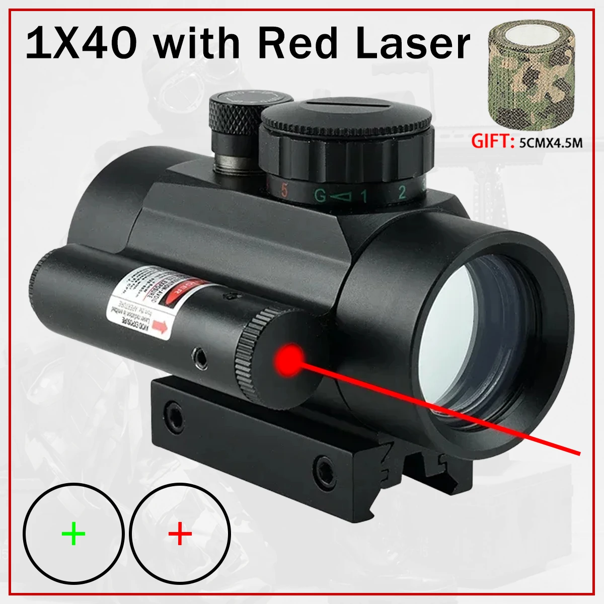 

1x40 Red Dot Sight with Laser Hunting Shooting Airsoft Sight Optical Rifle Scope Tactical Riflescope Accessory 11mm/20mm Rail