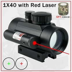 1x40 Red Dot Sight with Laser Hunting Shooting Airsoft Sight Optical Rifle Scope Tactical Riflescope Accessory 11mm/20mm Rail