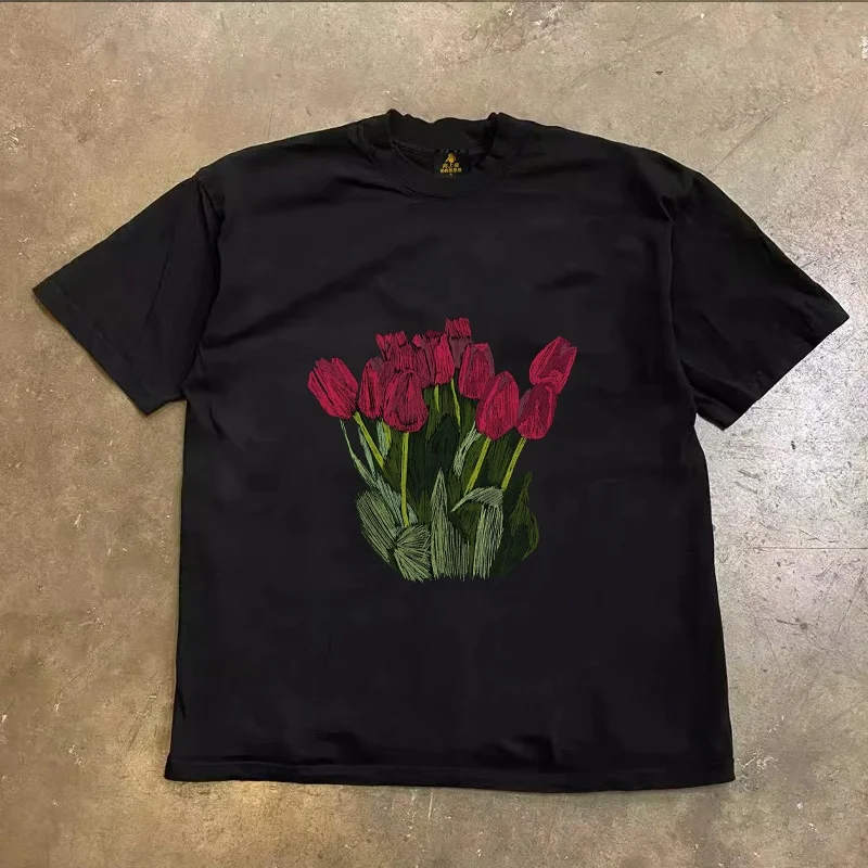 Loose Fit Cotton T-Shirt Unisex Short Sleeve Double Thread UPUPXIA Hero Print Sweat Absorbent round Neck Casual Summer Top