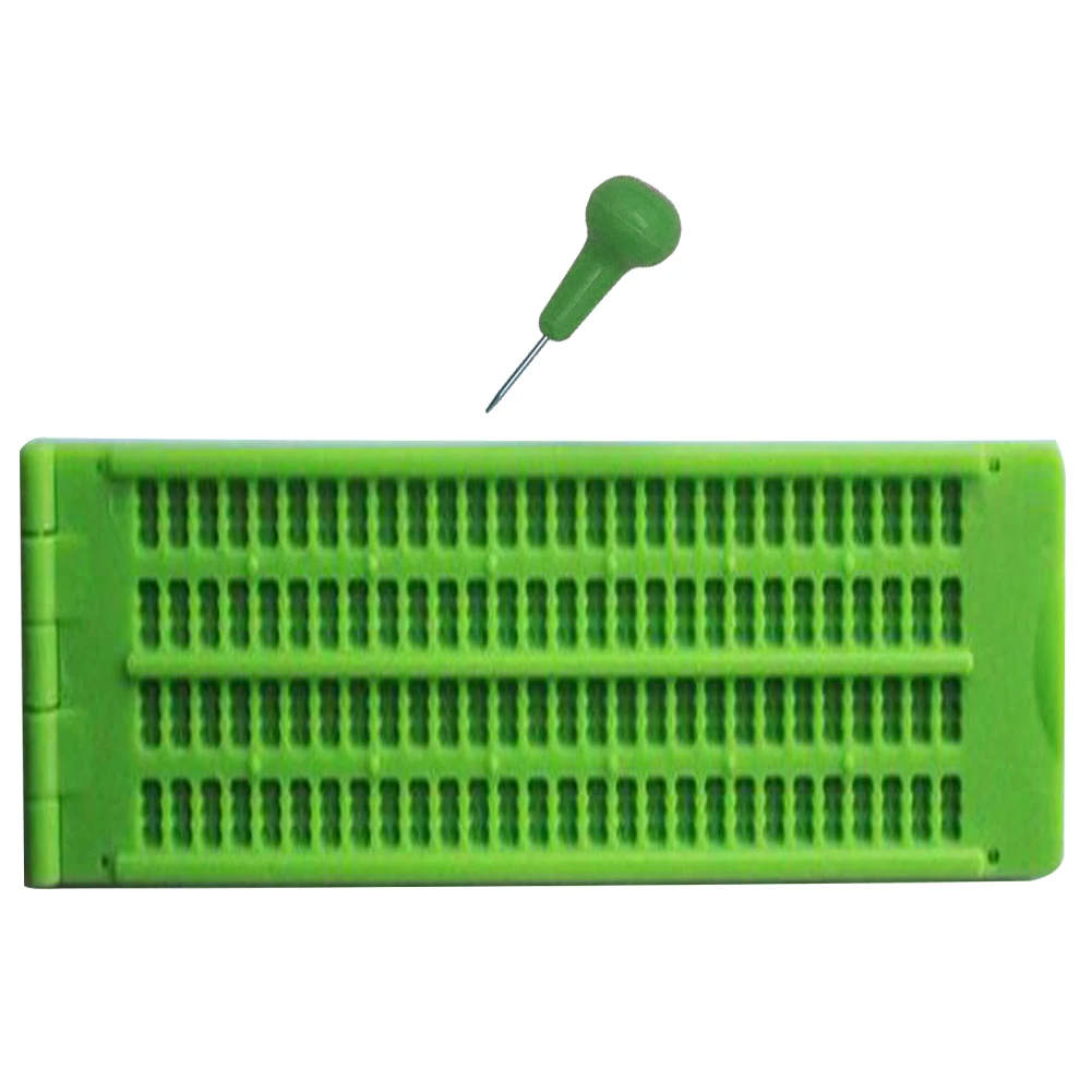 School Practice Vision Care Braille WritingGreen Accessory Tool Plastic Practical 4 Lines 28 Cells With Stylus Portable