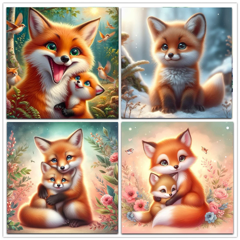 

Cute Fox 5D DIY Drills Diamond Painting Art Cross Stitch Animal Mosaic Pictures Embroidery Rhinestones Home Decor Gift
