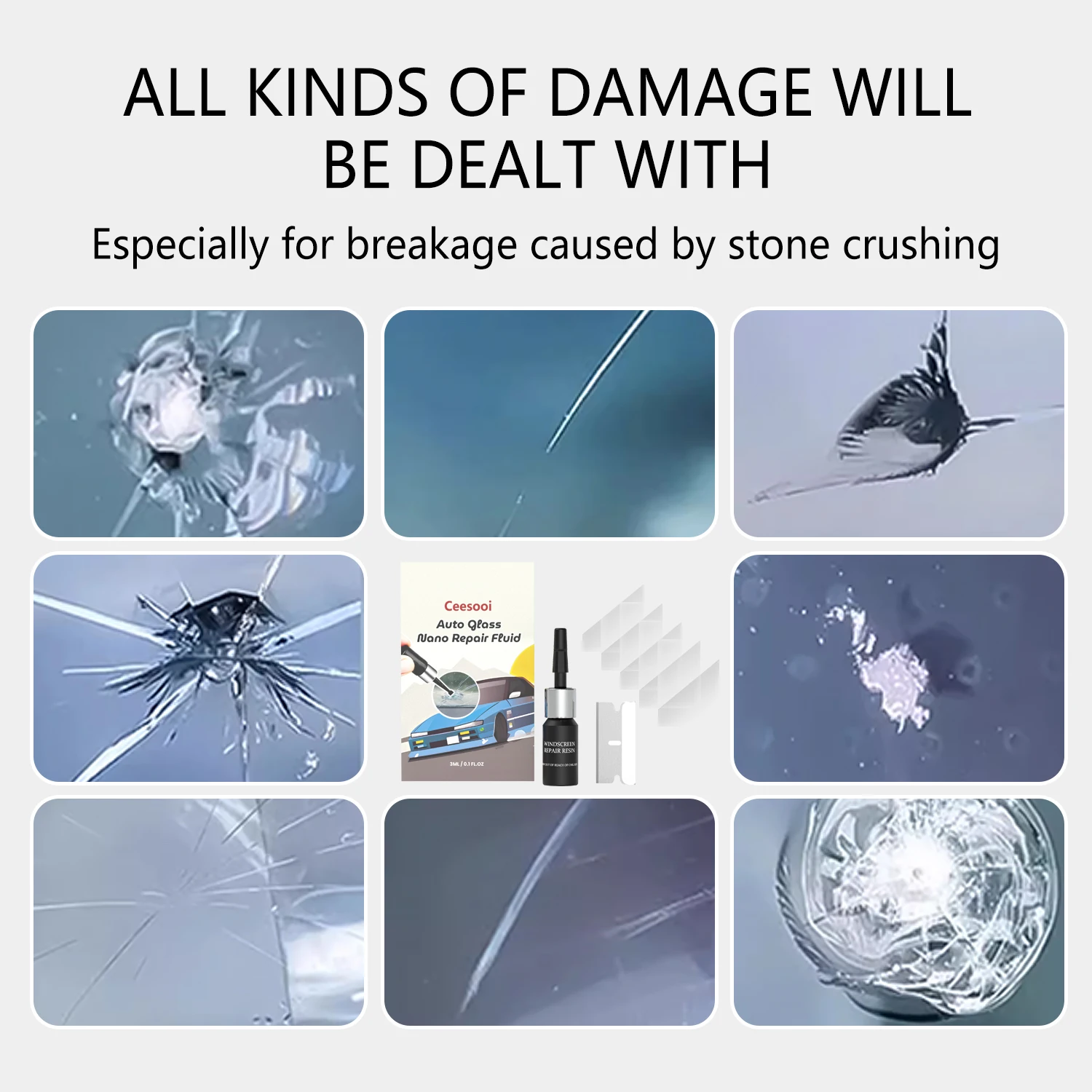 Windshield Car Crack Repair Kit DIY Window Mobile Screen Kit Cure Glue Car Glass Scratch Crack Repair Accessories Clean Neat view 3
