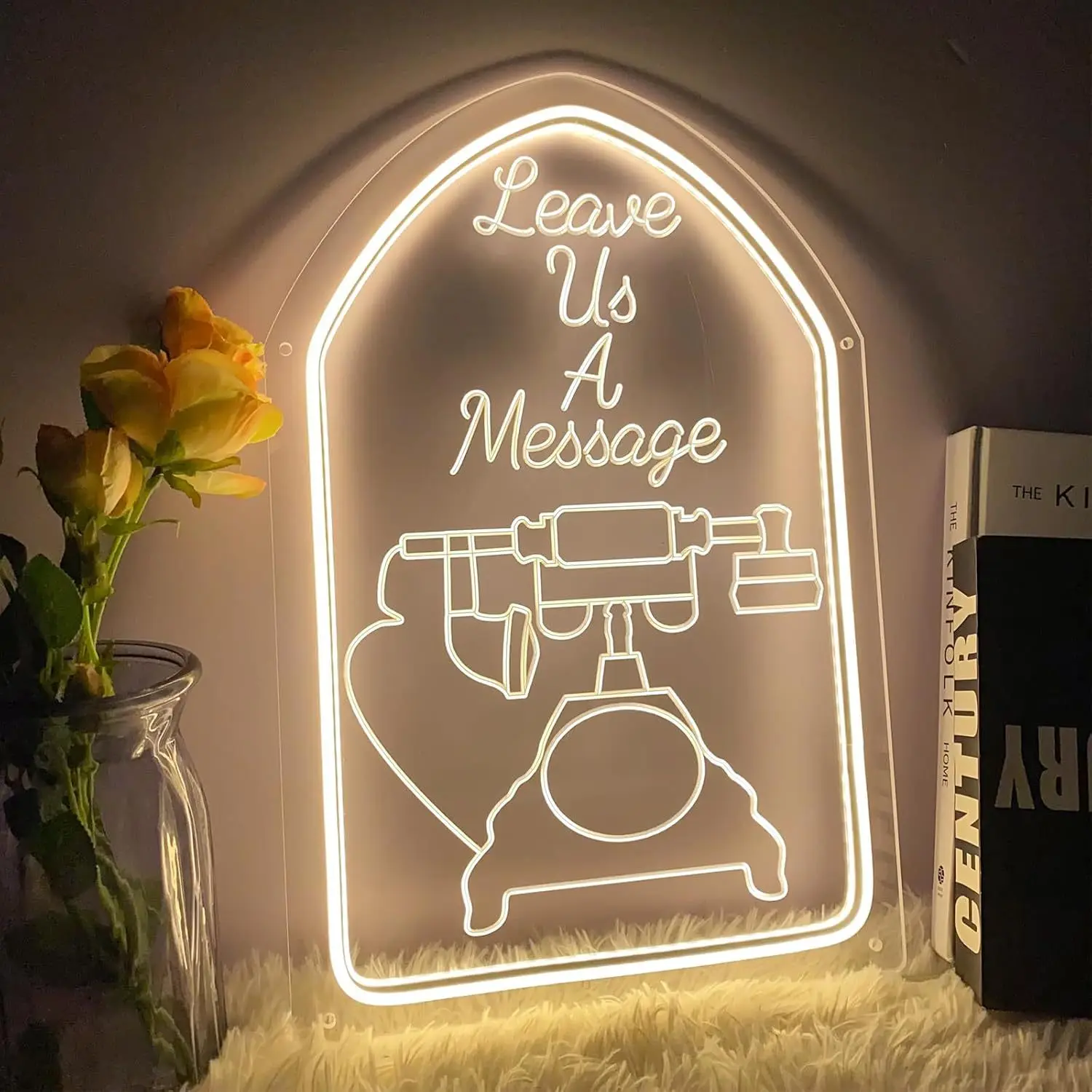 Leave Us a Message LED Neon Light USB Powered, With Dimmer, Adjustable Brightness, Perfect for Home Decor, Modern Lighting