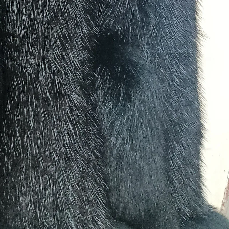 Women Knitted Real Mink Fur Poncho With Real Fox Fur Collar Female Luxury Genuine Fur Wrap