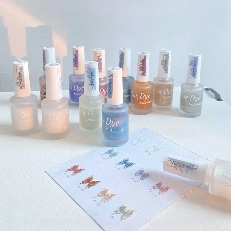 Kit de Gel Líquido para Unhas com 12 Cores, Efeito Marbling DIY, Pó de Fada e Gel de Aquarela para Pintura Gradiente e Manicure em Salão de Beleza