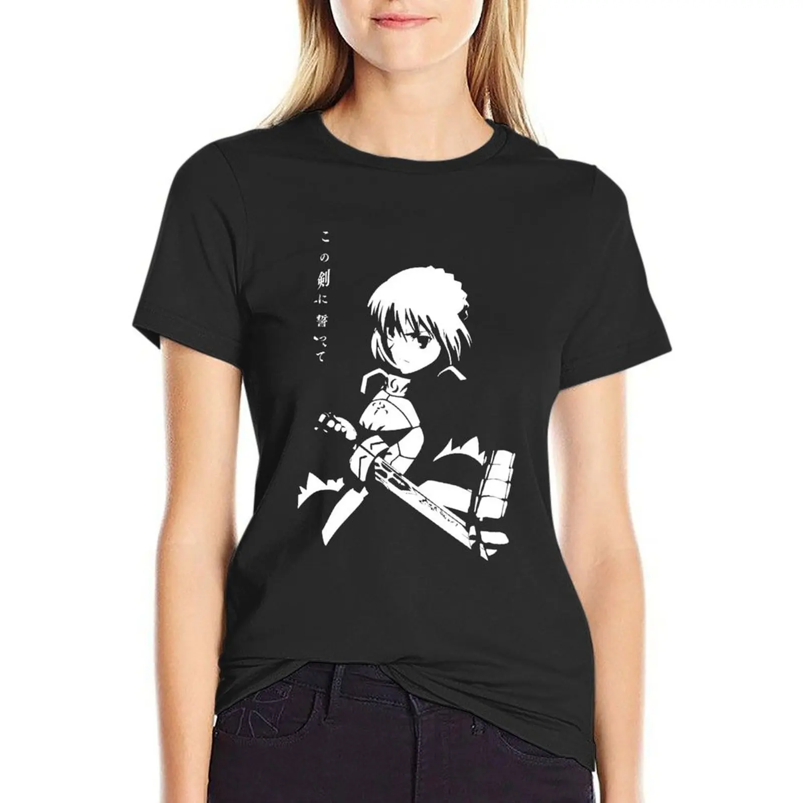 

Saber Fate stay night Anime Fan art T-Shirt tees plus size tops t shirt Women