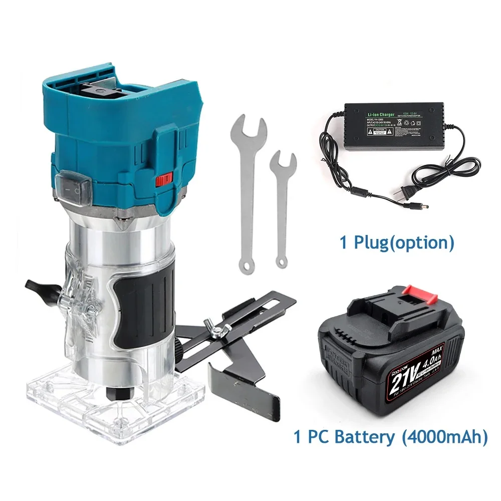 Trimming Machine 1000W Battery Electric Trimmer Router Wood Milling Machine Carpentry Manual Tools Laminate Trimmer 6.35mm