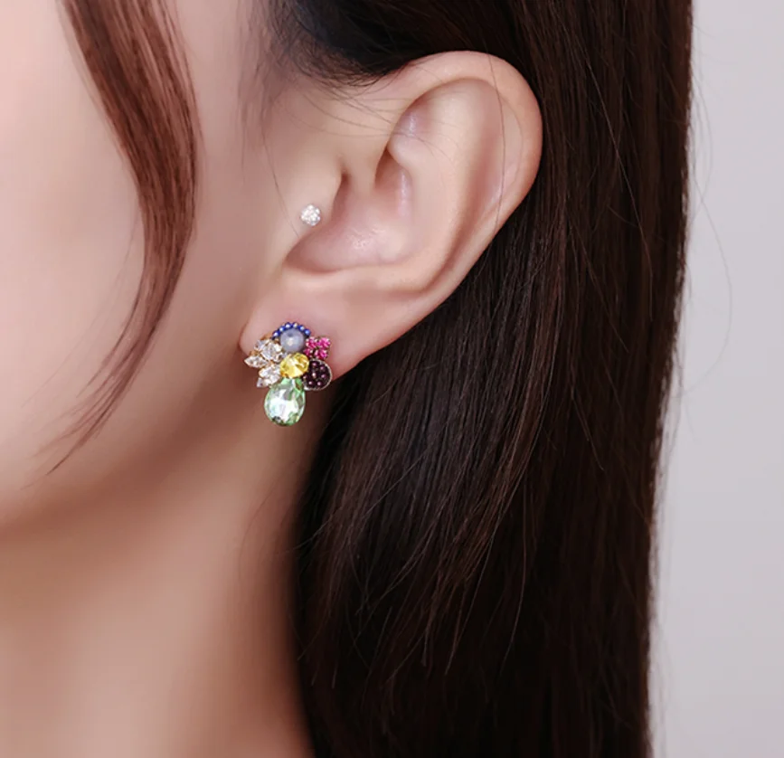 2022 new Simple copper plated gold diamond vintage 925 silver needle Earrings for women Fashion Jewelry