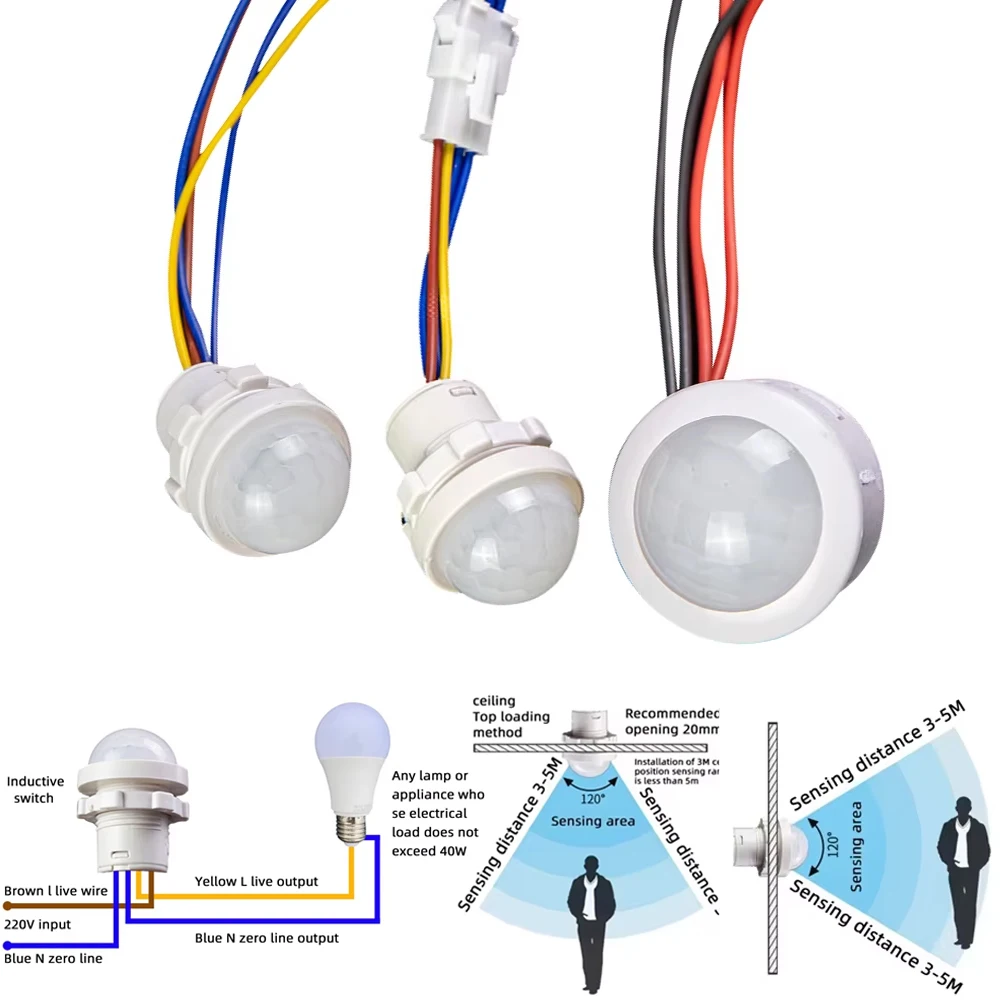 

10/5/2/1 шт. датчик движения человеческого тела переключатель дома Крытый Открытый ИК инфракрасный индукционный автоматический вкл/выкл свет переменного тока 110-240 В постоянного тока 12 В-24 В