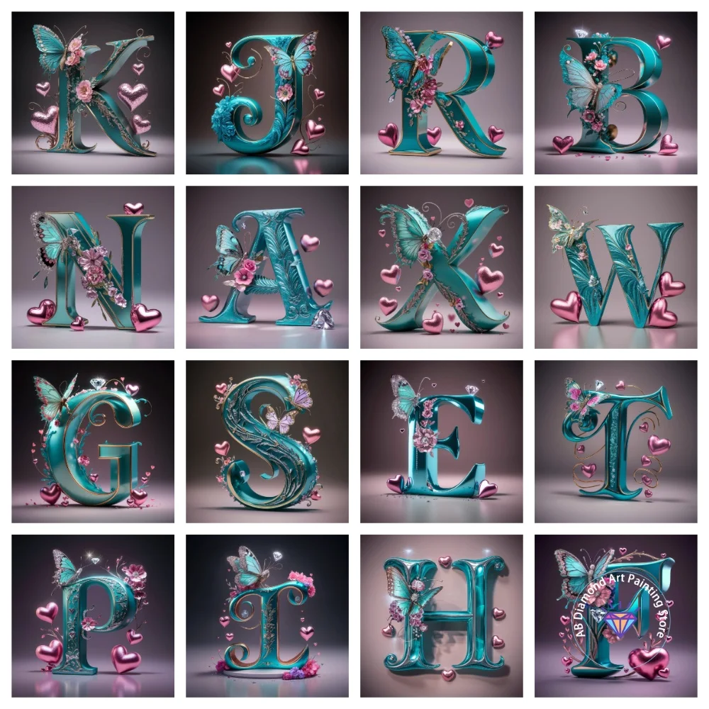 

Alphabet Landscape AB Diamond Painting Kit Square Round Diamond 5D DIY Butterfly Animal Mosaic Handmade Art Gift Home Decor