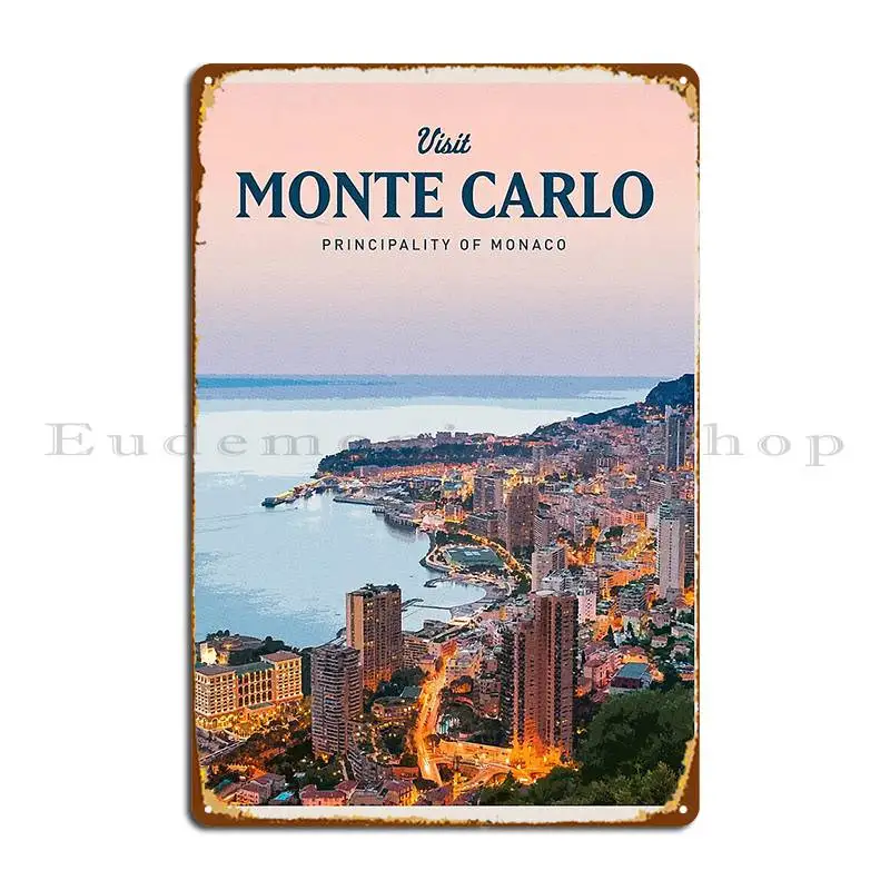 Visit Monte Carlo Metal Plaque Poster Bar Cave Wall Decor Party Print Garage Tin Sign Poster