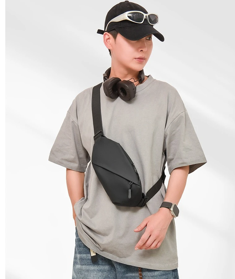 

Водонепроницаемая мужская поясная сумка из искусственной кожи с отделением для мобильного телефона, тонкая и большая вместимость, повседневный рюкзак через плечо на одно плечо