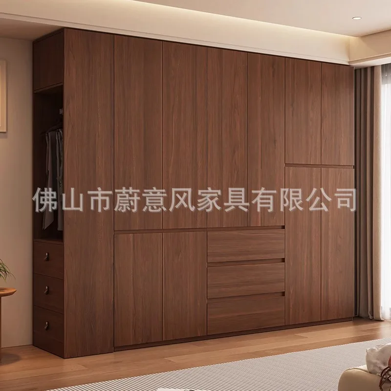 Retro Segmented Wardrobes Walnut Handleless Master Bedroom Wardrobes Economical Storage Home Furniture Шкафы Для Одежды ZY40YG