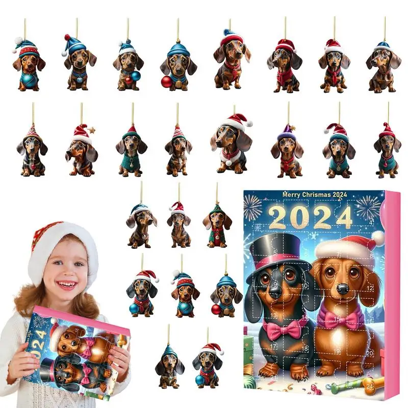 2025 Advent Calendar Dachshunds Christmas Vacation Advent Calendar Collectible Funny Dog Set Gifts For Teenage Girls Boys