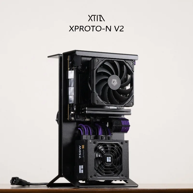 XTIA XPROTO-N V2 Open ITX Case - 4mm Aluminum, Butterfly Structure