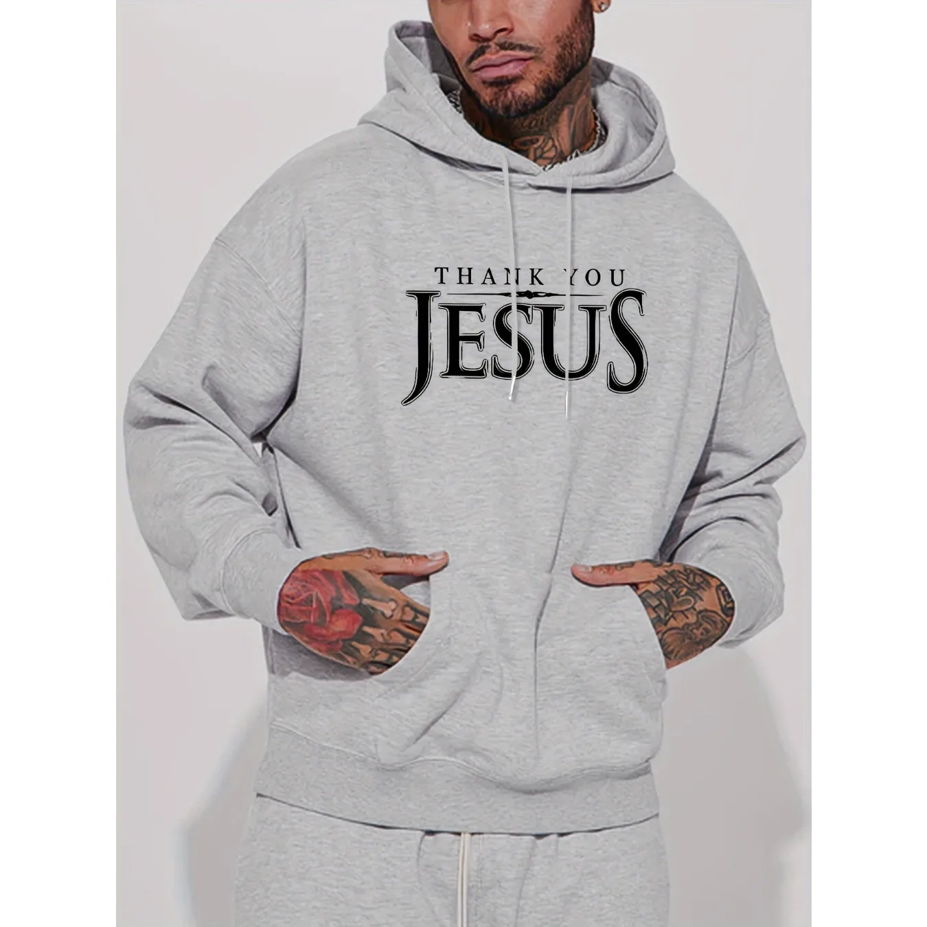 Jesus printed fleece sweatshirt soft long-sleeved hoodie perfect for outdoor sports and casual street wear in autumn and winter