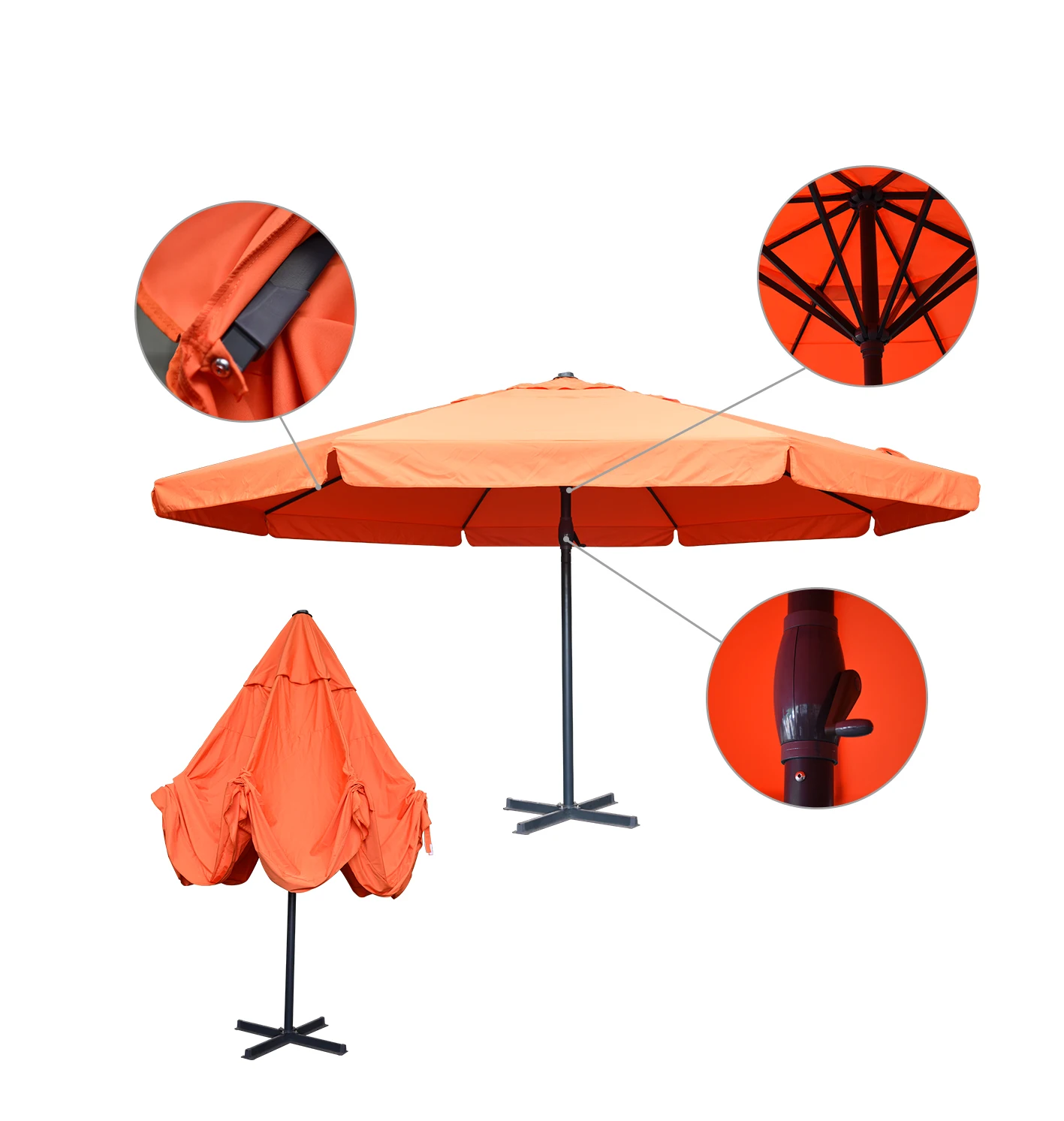 Modern Waterproof And Eco-friendly Aluminum Outdoor Restaurant Cantilever Roman Umbrella Hotel Courtyard Large Patio Parasol