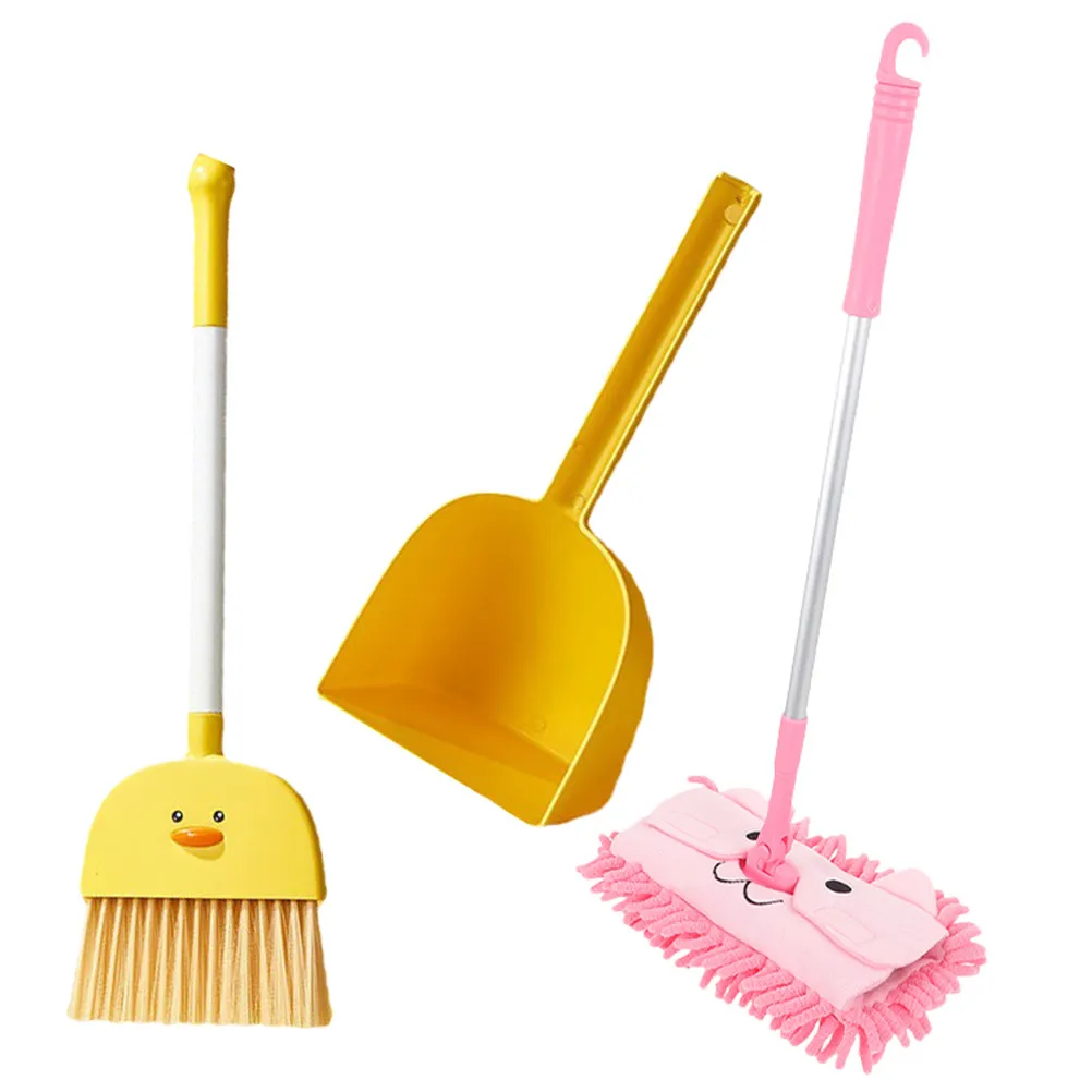

1Set Childrens Broom Dustpan Mop Set Small Home Cleaning Tools for Kids Ages 3-8 Hand Eye Coordination Practice Portable Space