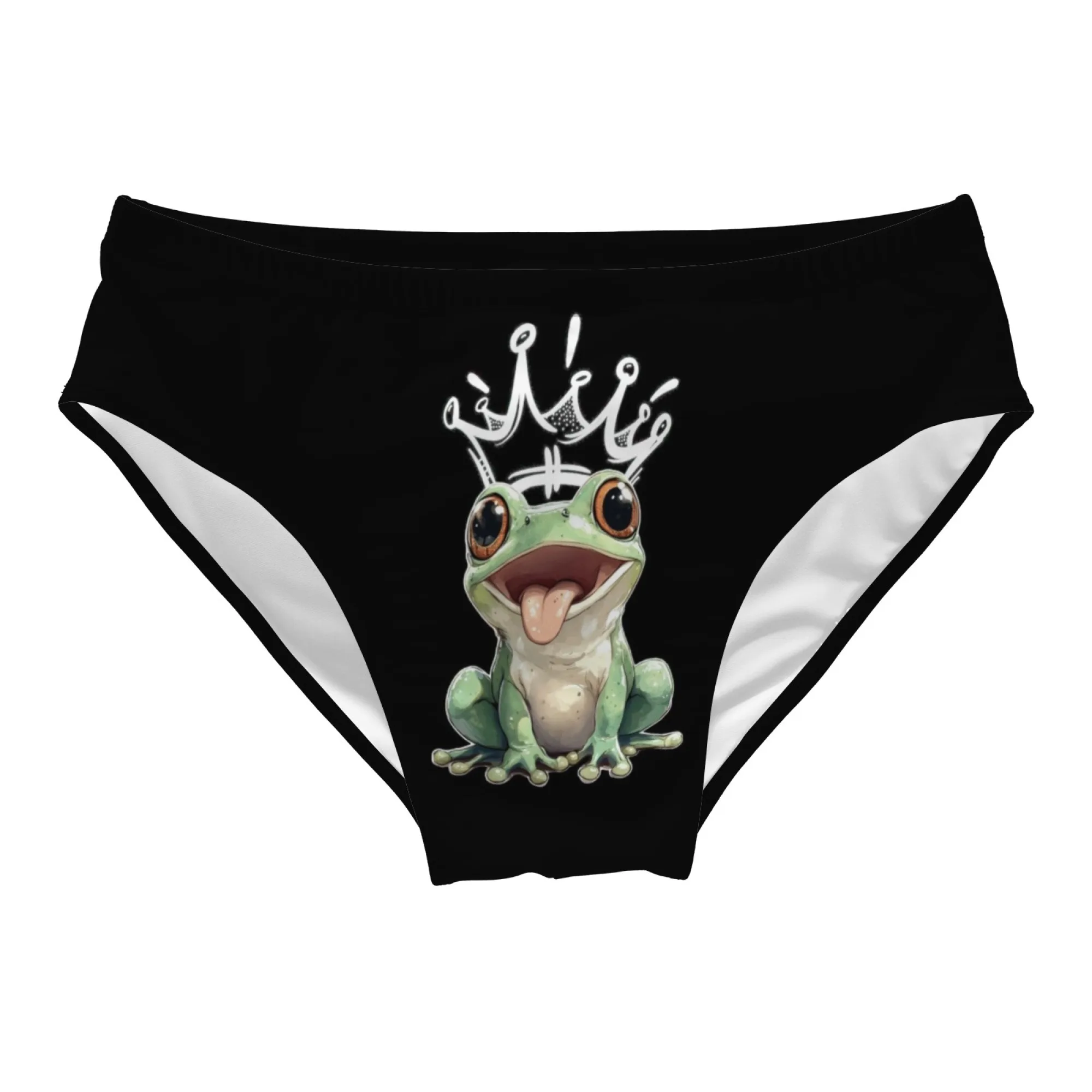 Funny Cartoon Frog Prince Swim Trunks Elastic Soft Skin-Friendly Men's Swim Trunks Beach Carnival Swim Bathing Fashion Swimsuit