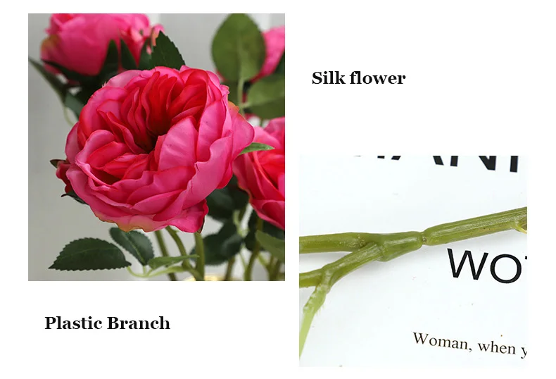 4 Stück Simulations-Pfingstrosen Austin Rose Künstliche Blumen Hochzeit Party Heimdekoration Rosenblumen – Detail 6