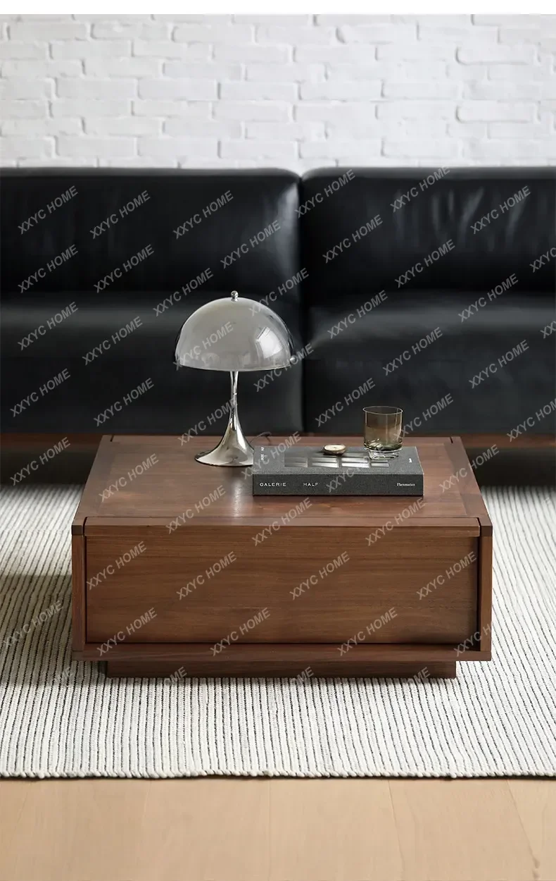 AA walnut double pumping storage square coffee table