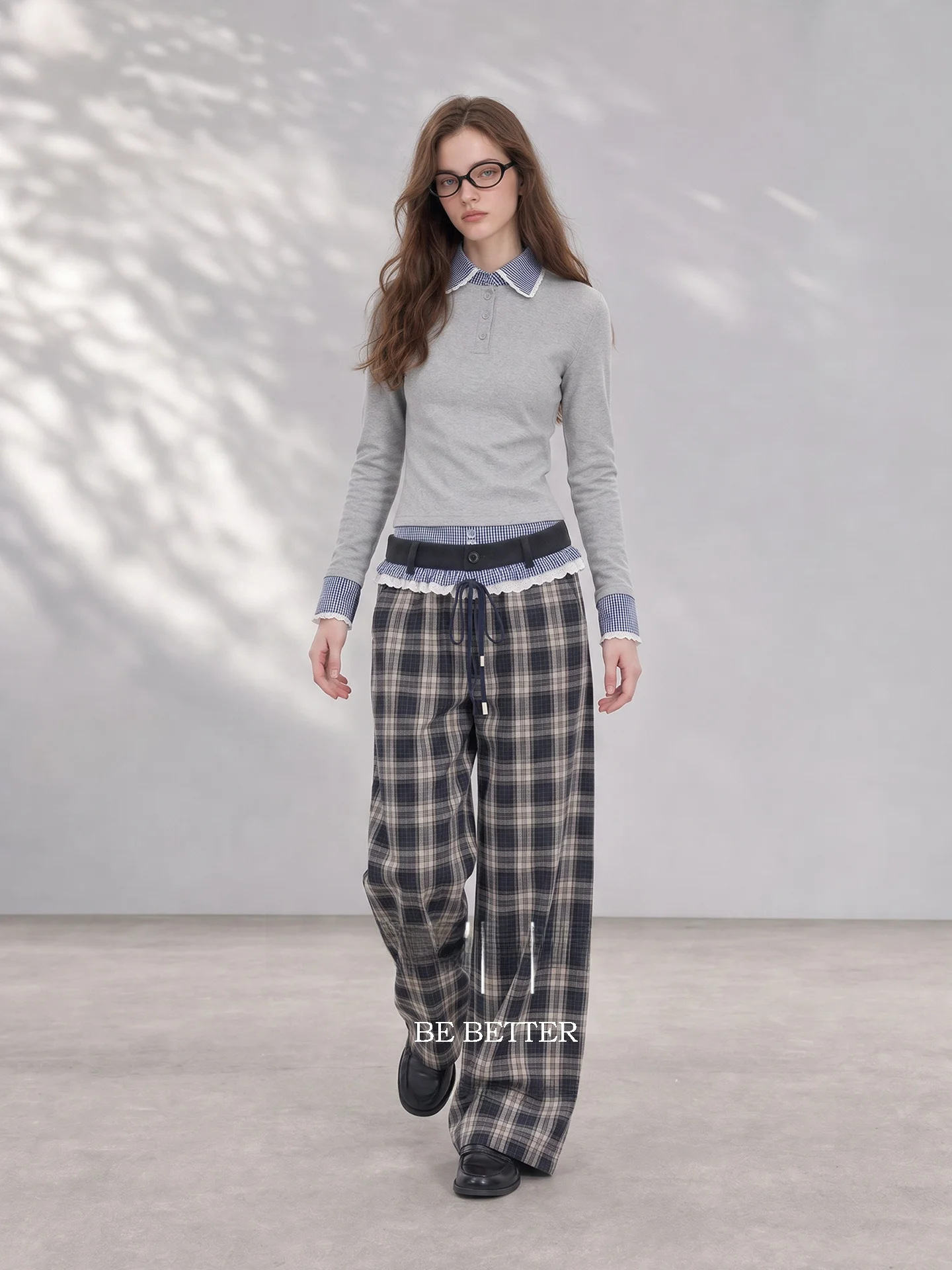 HUAAPPUW Lace Trimmed  Neck Buttoned Long Sleeve T-Shirt Casual Style Office Wear Autumn 2026 Collection Breathable Light...
