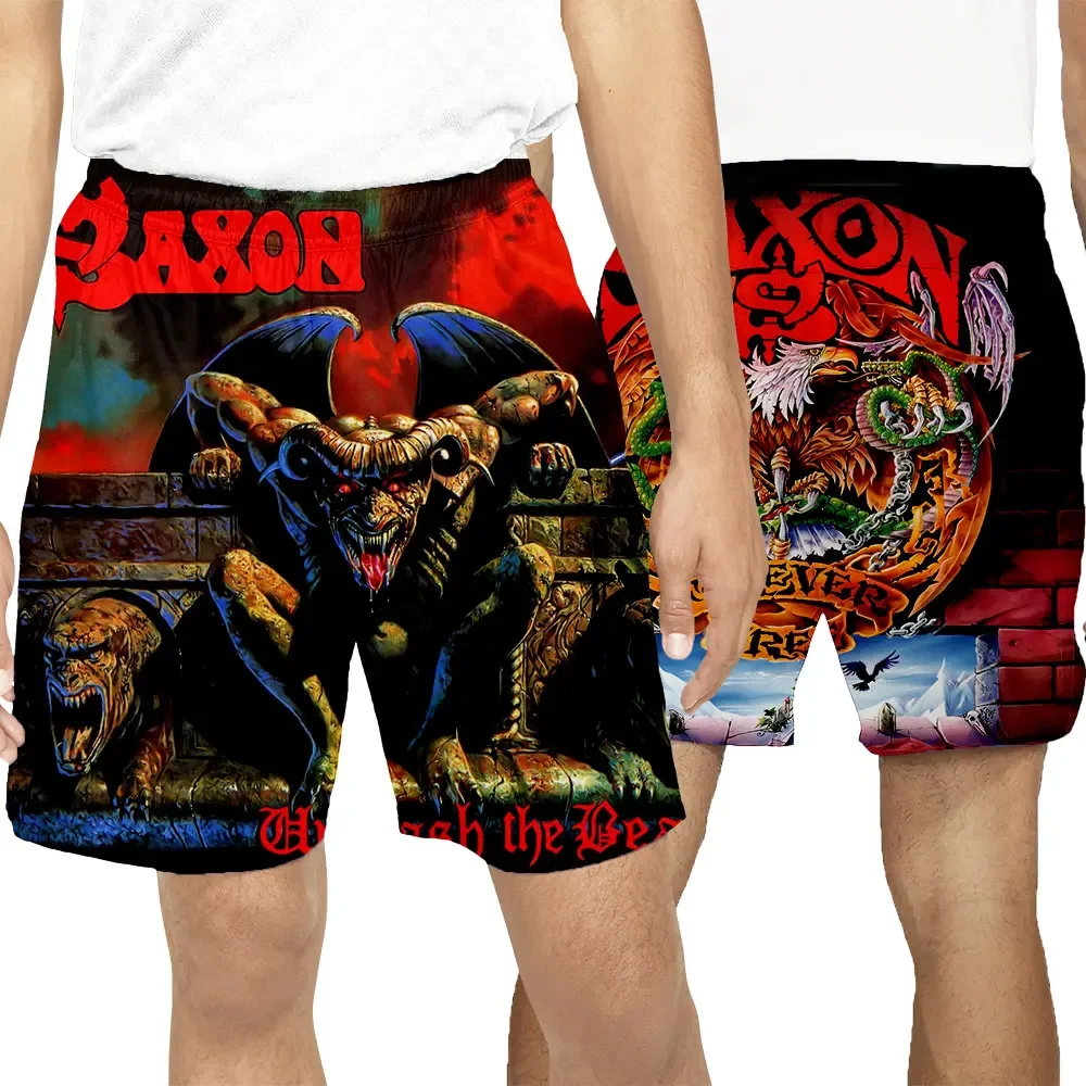 CAVVING-pantalones cortos de playa con estampado 3D para hombre y mujer, ropa de calle informal de secado rápido, banda de SAXON