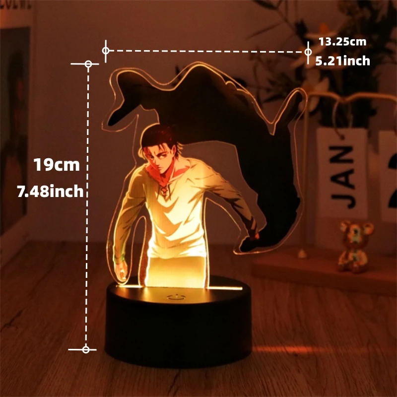 Anime Figures 3D Lamp Attack on Titan Led Light Remote Control RGB 16 Colors Lamps Bedroom Room Luminaria Decoration Friend Gift