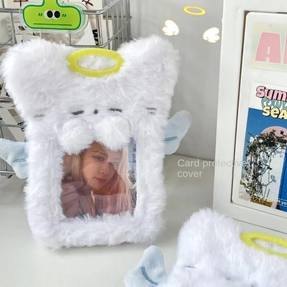 PP Cotton Angel Photo Protective Case Transparent Dustproof Rabbit Card Holder Soft Card Sleeve Cartoon Plush Photocard Holder