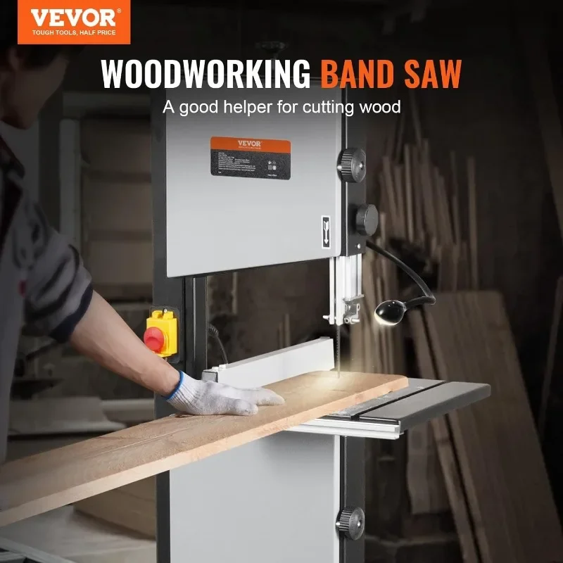 VEVOR Benchtop Band Saw, 10-Inch, Dual-Speed (560 & 1100 RPM), 370W 1/2HP Motor, Includes Metal Stand, Work Light, Fence