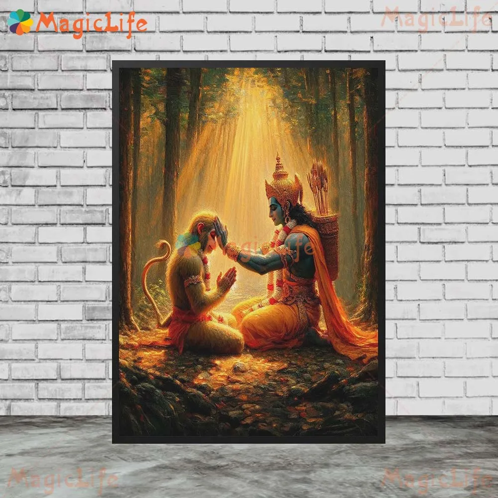 Indian Religion Mythology Hanuman Hinduism Posters Wall Pictures For Living Room Decor Poster Wall Art Canvas Painting Unframed