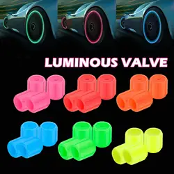 Tapas de válvulas luminosas fluorescentes para neumáticos de coche, cubierta que brilla en la oscuridad, para rueda de motocicleta y bicicleta, 4 piezas