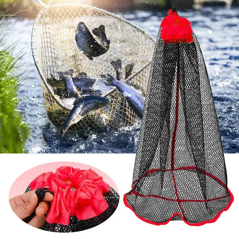 Portable Kayak Fishing Basket Foldable Kayak Floating Mesh Net Heavy Duty Coated Fishing Net Cage For Father Boyfriend Fishing