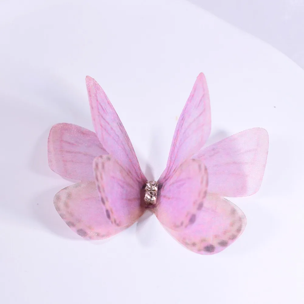 

50Pcs 3D Organza Fabric Butterfly Appliques Double-layer Gauze Simulation Mesh Butterfly Patch Handmade Clothes Sewing Patch
