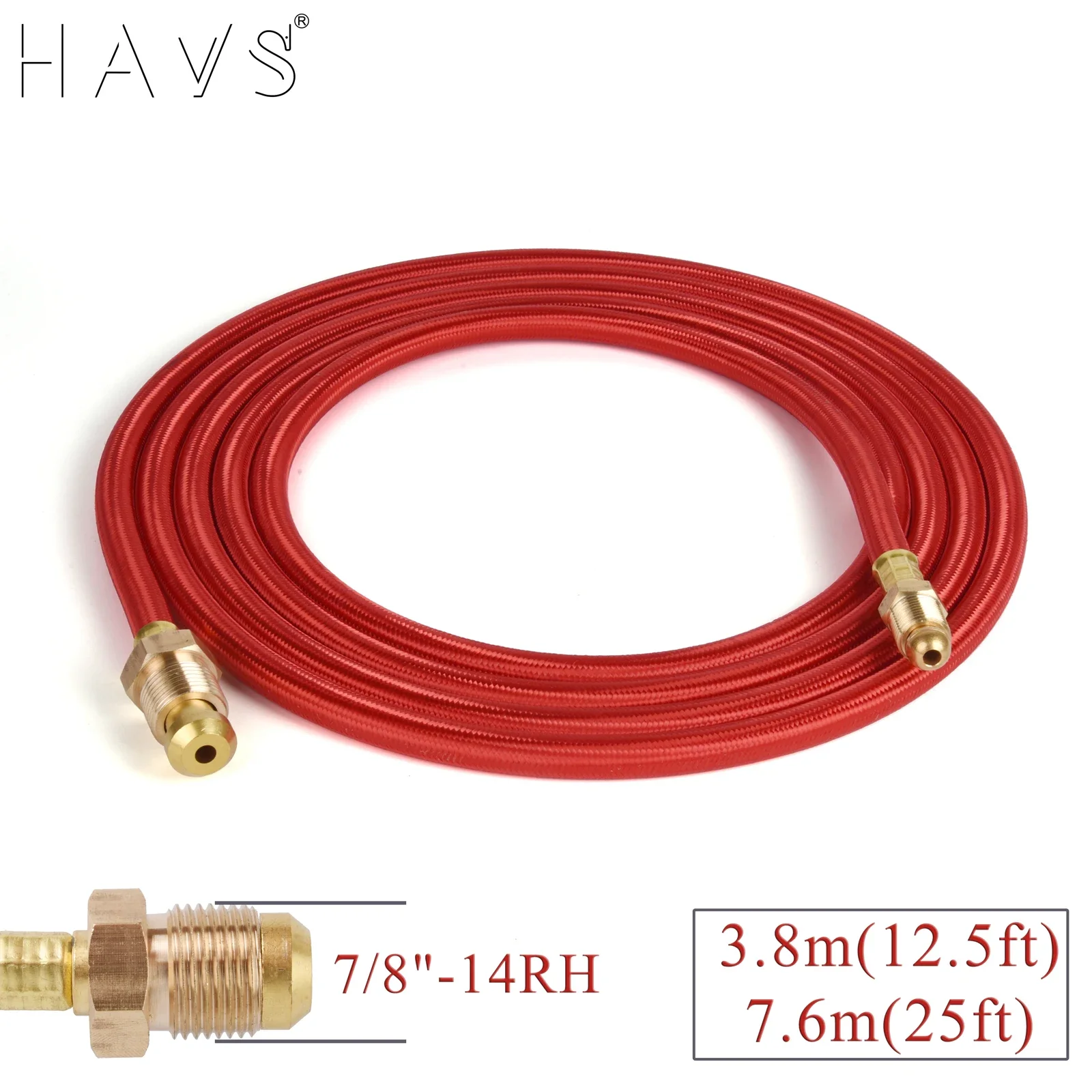 

3.8m(12.5ft) /7.6m(25ft)TIG WP26 Welding Torch Series 250A w/7/8"-14RH Power Cable Red Gas Hose