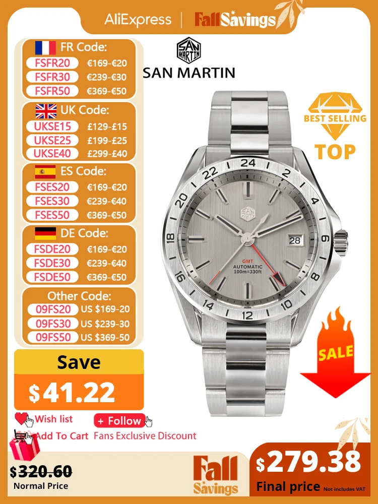 San Martin-reloj mecánico automático para hombre, pulsera de lujo con esfera cepillada, NH34, estilo de vestido de negocios, color negro, C3, Lume,