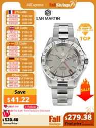 San Martin-reloj mecánico automático para hombre, pulsera de lujo con esfera cepillada, NH34, estilo de vestido de negocios, color negro, C3, Lume, 10Bar, SN0129, 39mm, nuevo