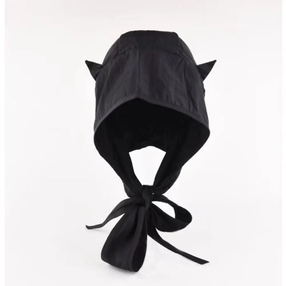 面白いソリッドカラー小悪魔帽子速乾性プルオーバースタイル Y2K ショール帽子レースアップショール形状スカーフ帽子 Y2K ファッション