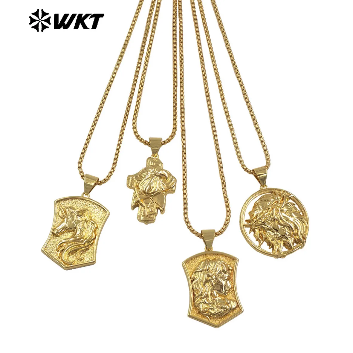 WT-JFN34 Wholesale Gold Plated Necklace Unique Design Pendants Charms Yellow Brass Vintage Style As Party Jewelry Gift
