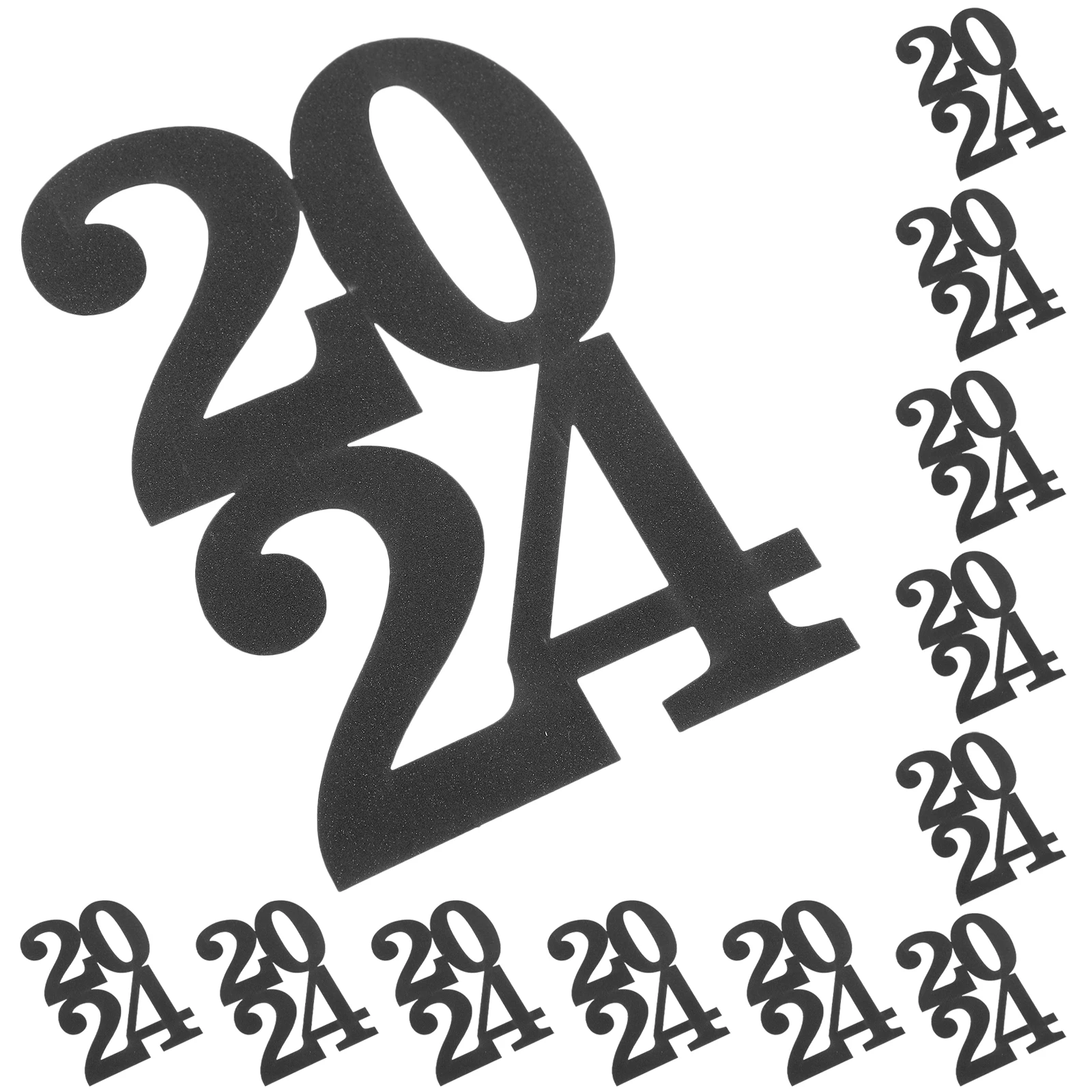 

12pcs Silver 2024 Graduation Vase Decorations Double Sided Glitter Confetti Cutouts Tags Party Favor Supplies